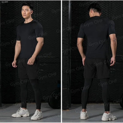 Men MMA Boxing Shorts Compression T Shirt Pants  Sportswear Spider