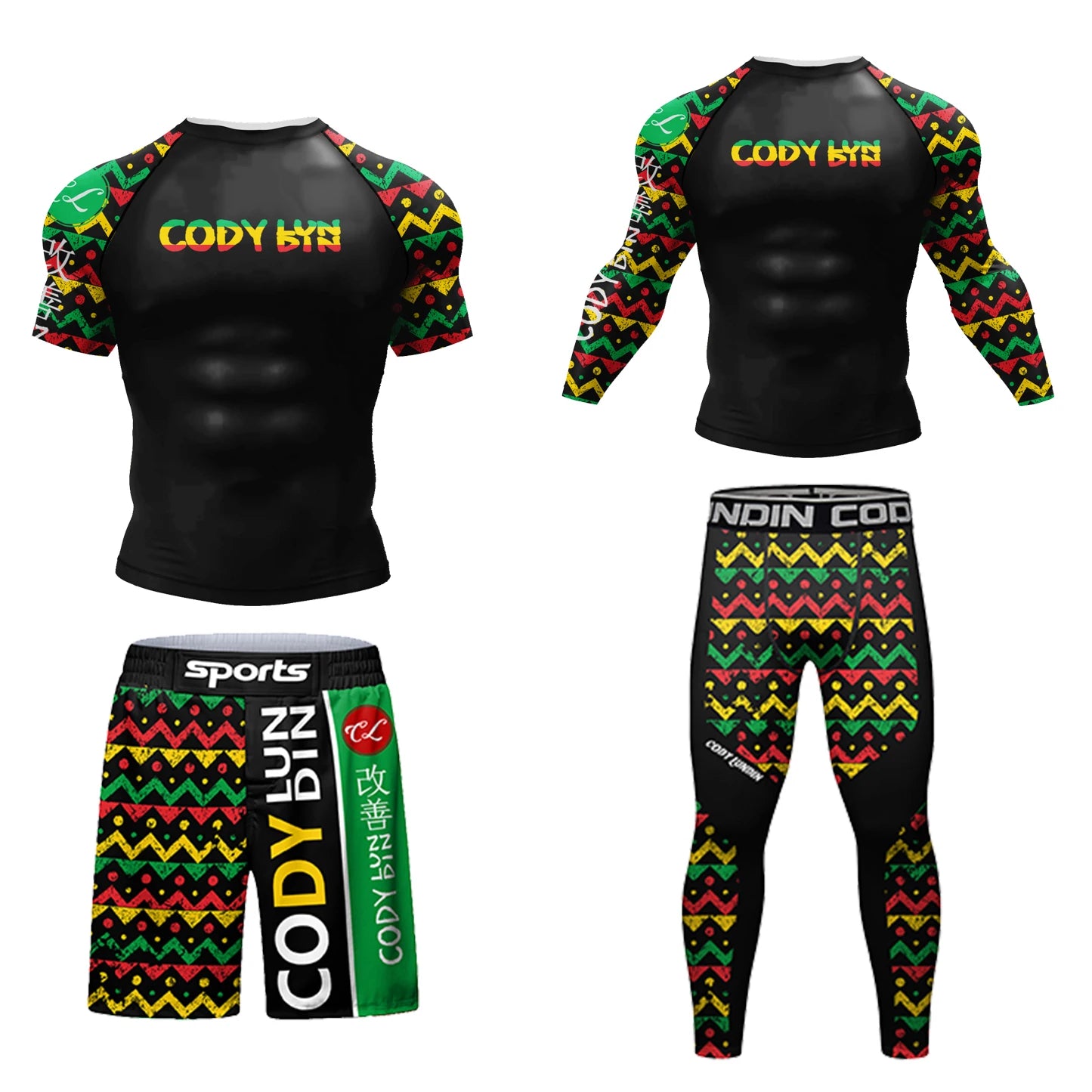 Hot sale Cody Lundin Durability MMA BJJ Rash Guard Tight Exercise Jogging T-Shirts+Pants 3D Print Compression Boxing Tracksuit