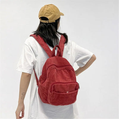 Casual Small Backpacks Aesthetic Corduroy Mini Backpack Purse Japanese Style Travel Roomly Double Shoulder Bags New Hot