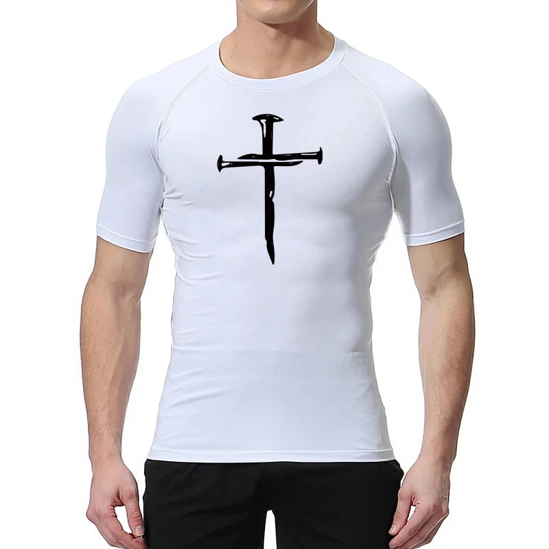 Christian Workout Compression Shirts Athletic Quick Dry Tshirts Tees Mens Gym Fitness Undershirts Tops Short Sleeve Rash Guard