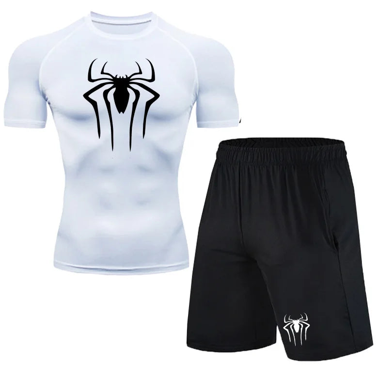 Spiderman Men's Compression Printing Shirts Short Sleeve & Shorts