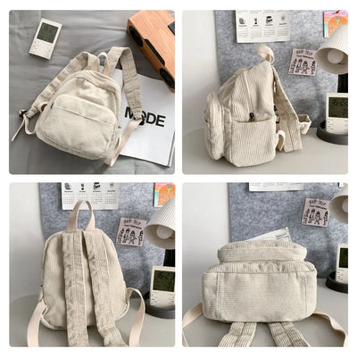 Casual Small Backpacks Aesthetic Corduroy Mini Backpack Purse Japanese Style Travel Roomly Double Shoulder Bags New Hot