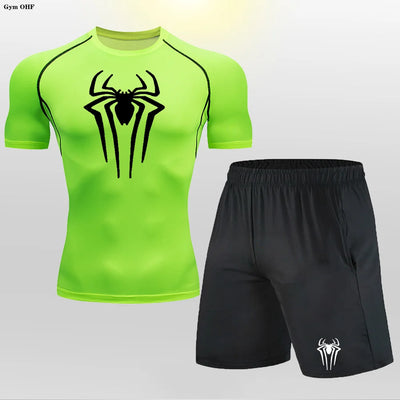 Men MMA Boxing Shorts Compression T Shirt Pants  Sportswear Spider