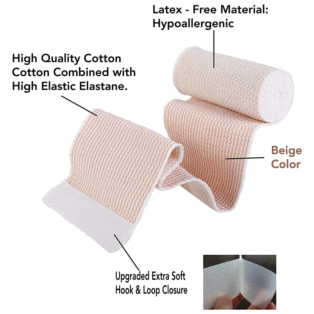 1 Roll Elastic Bandage Wrap - Premium Quality with Self-Closure, Athletic Sport Tape Rolls for Ankle, Wrist, Arm, Leg Sprains