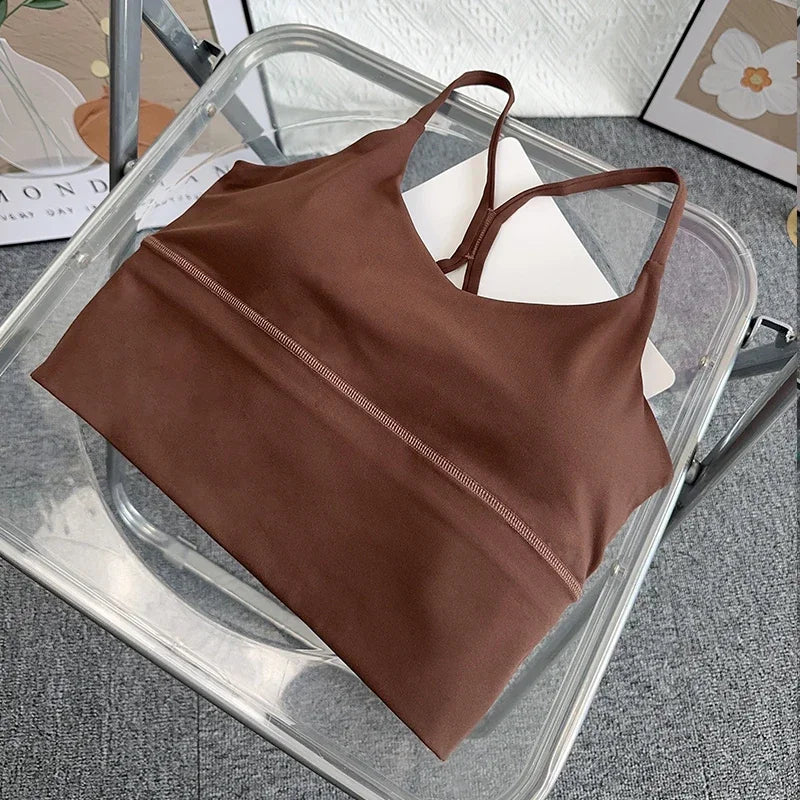 Fashion Sexy Cross Back Small Sling Yoga Underwear Women Breathable Shockproof Gym Fitness Running Sport Crop Tops Athletic Vest