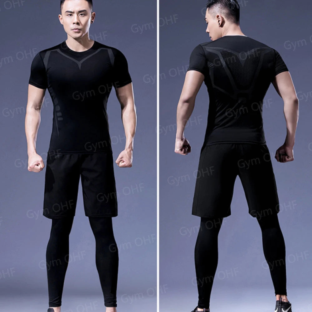Men MMA Boxing Shorts Compression T Shirt Pants  Sportswear Spider