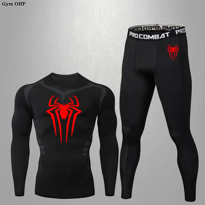 Men MMA Boxing Shorts Compression T Shirt Pants  Sportswear Spider