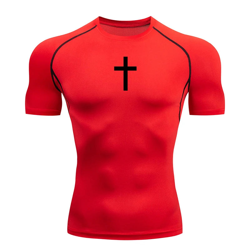 Christian Workout Compression Shirts Athletic Quick Dry Tshirts Tees Mens Gym Fitness Undershirts Tops Short Sleeve Rash Guard