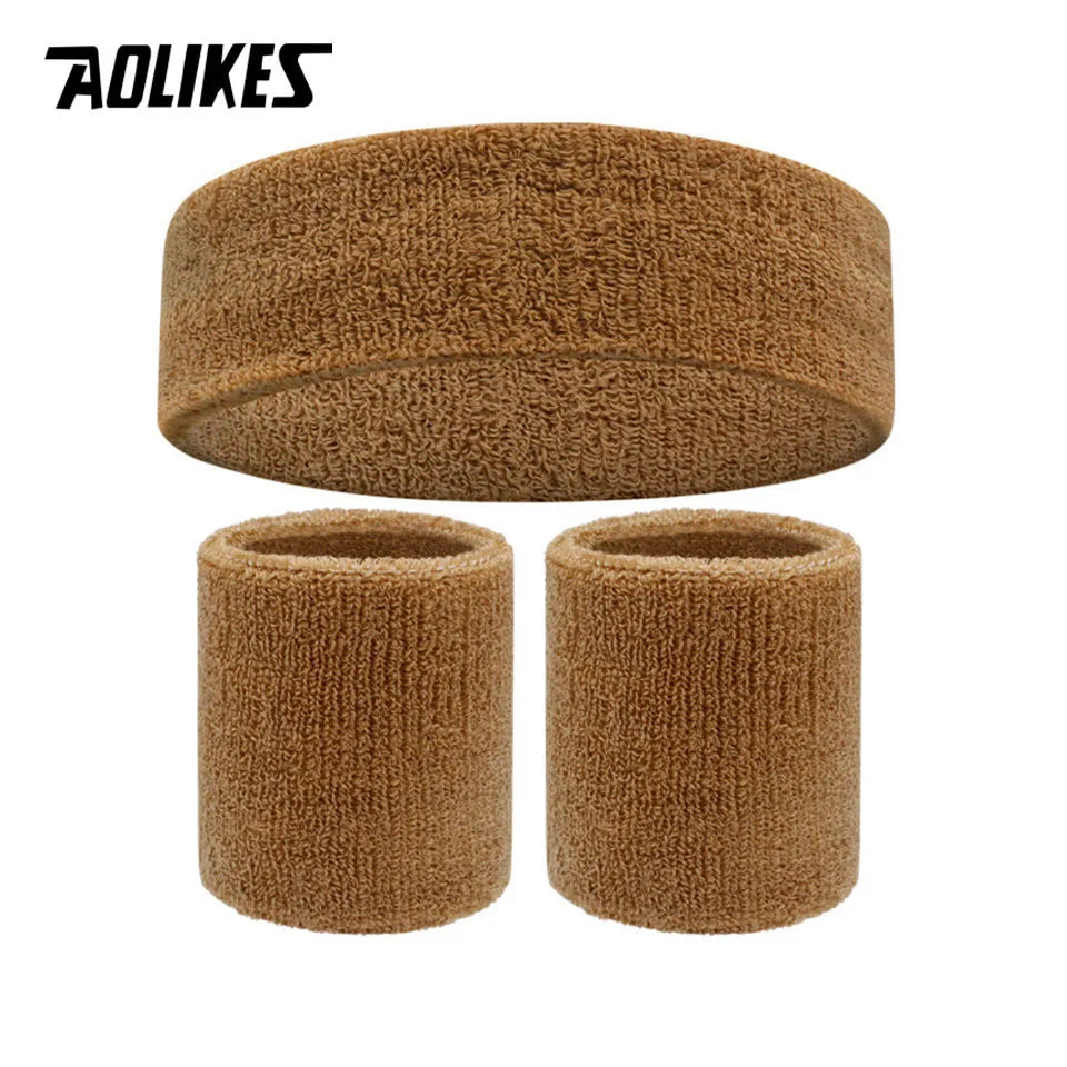 AOLIKES Sweat Band Headband Wristbands for Men - Head Wrist Sweatband Set - Ideal for Sports Athletics Event Workout Basketball