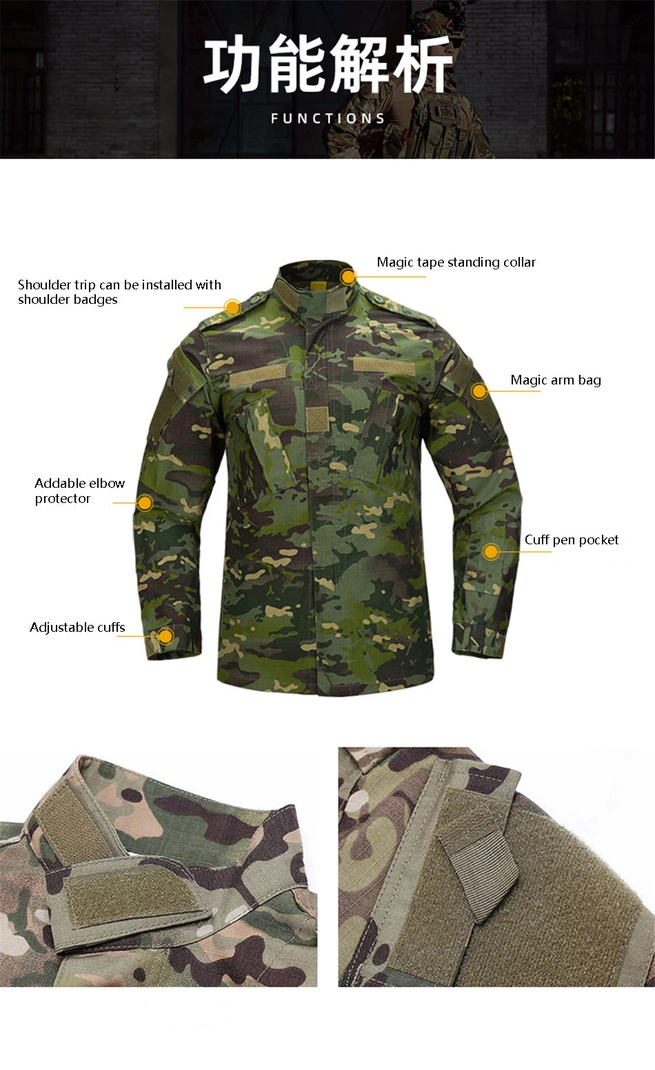 Tactical Combat Suit Russian Camouflage Suit U.S Training Clothing Uniform Wear-resistant Cargo Jacket and Trouser