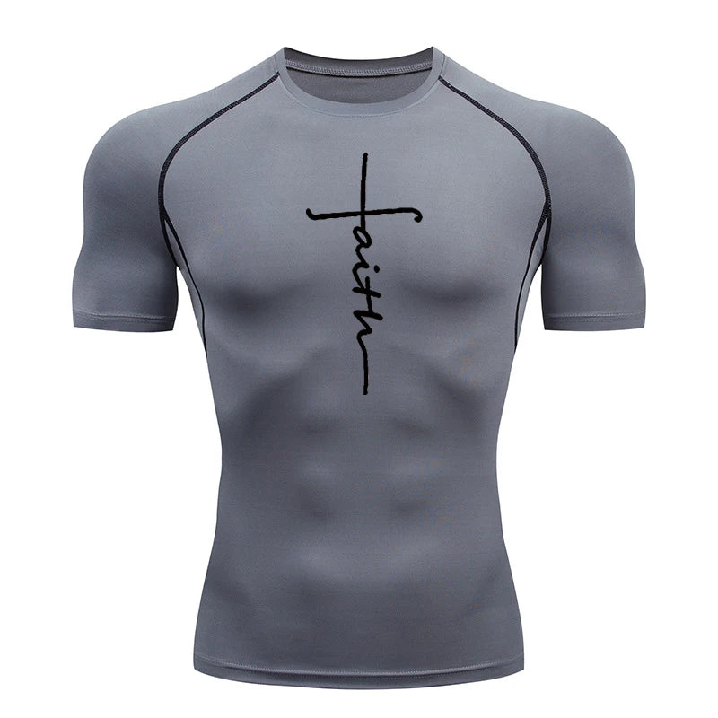 Christian Workout Compression Shirts Athletic Quick Dry Tshirts Tees Mens Gym Fitness Undershirts Tops Short Sleeve Rash Guard