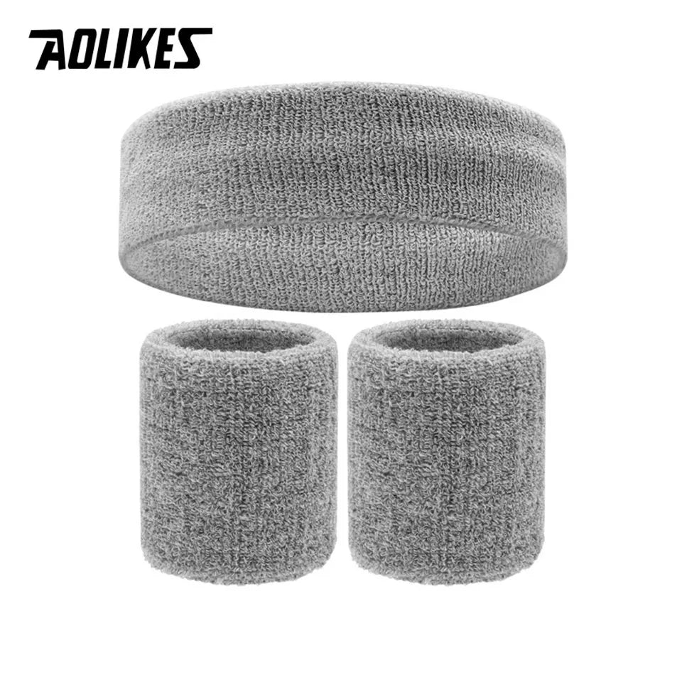 AOLIKES Sweat Band Headband Wristbands for Men - Head Wrist Sweatband Set - Ideal for Sports Athletics Event Workout Basketball