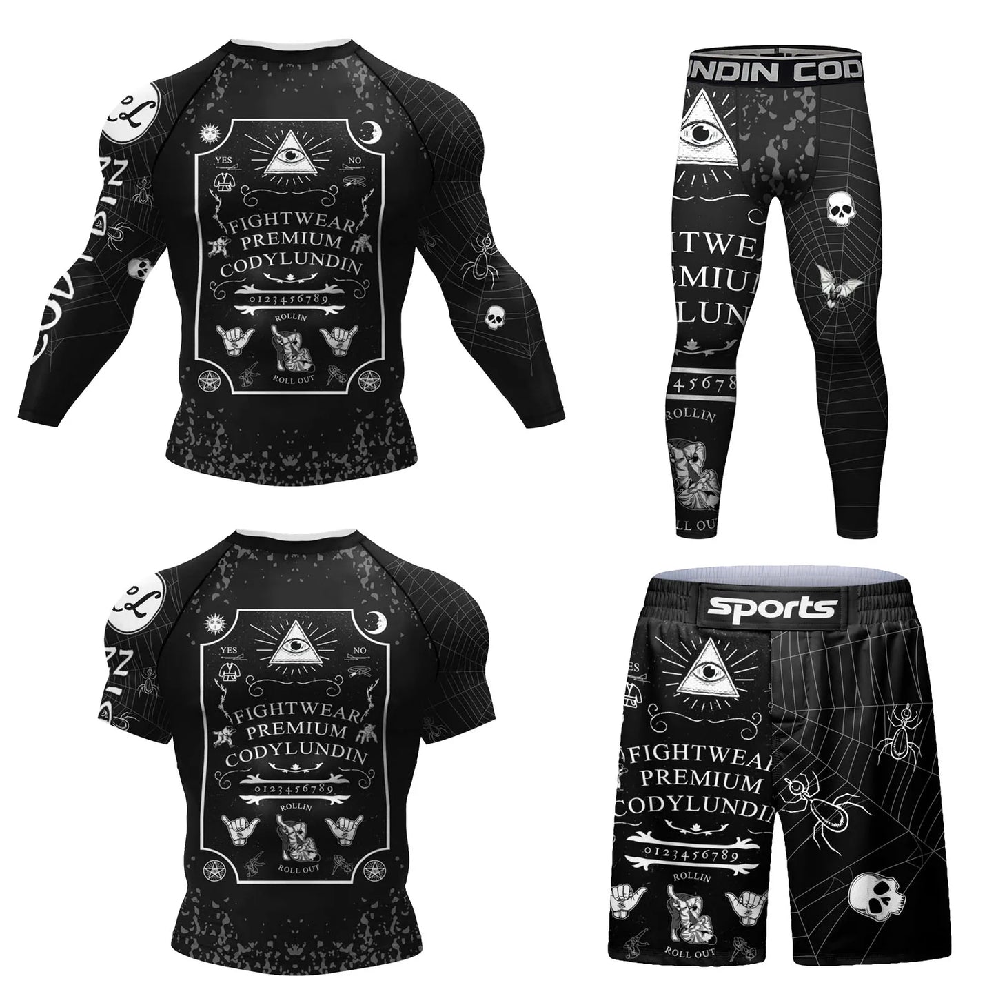 Hot sale Cody Lundin Durability MMA BJJ Rash Guard Tight Exercise Jogging T-Shirts+Pants 3D Print Compression Boxing Tracksuit