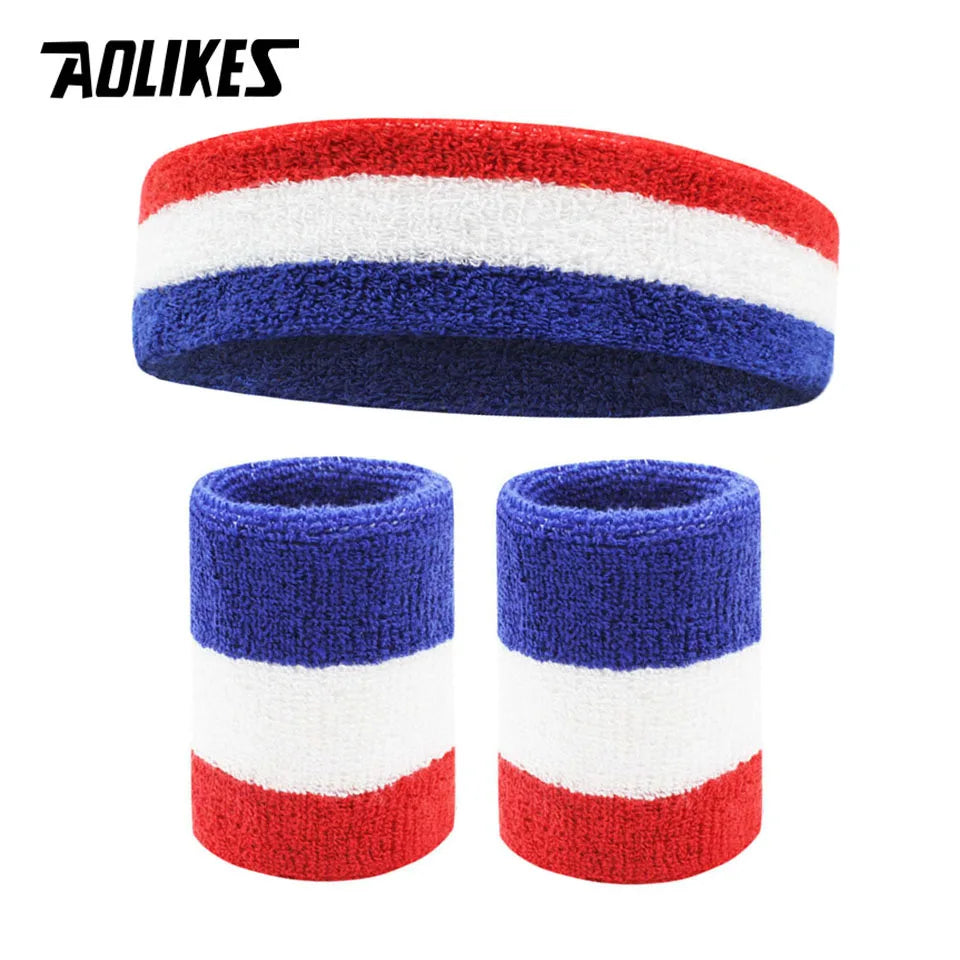 AOLIKES Sweat Band Headband Wristbands for Men - Head Wrist Sweatband Set - Ideal for Sports Athletics Event Workout Basketball