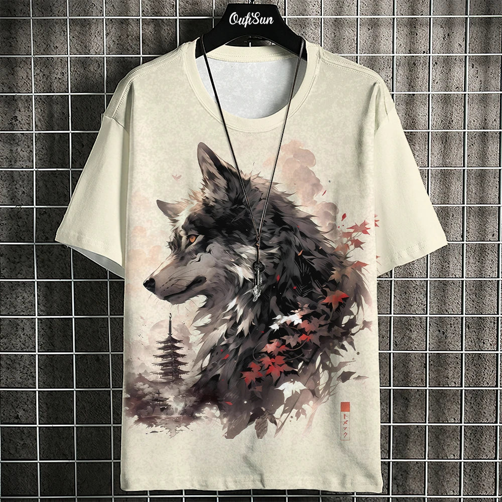 Summer Short Sleeve Harajuku Print Aniam T Shirt For Men O-Neck Oversized Pullover Fashion Streetwear Fashion Men‘s Clothing