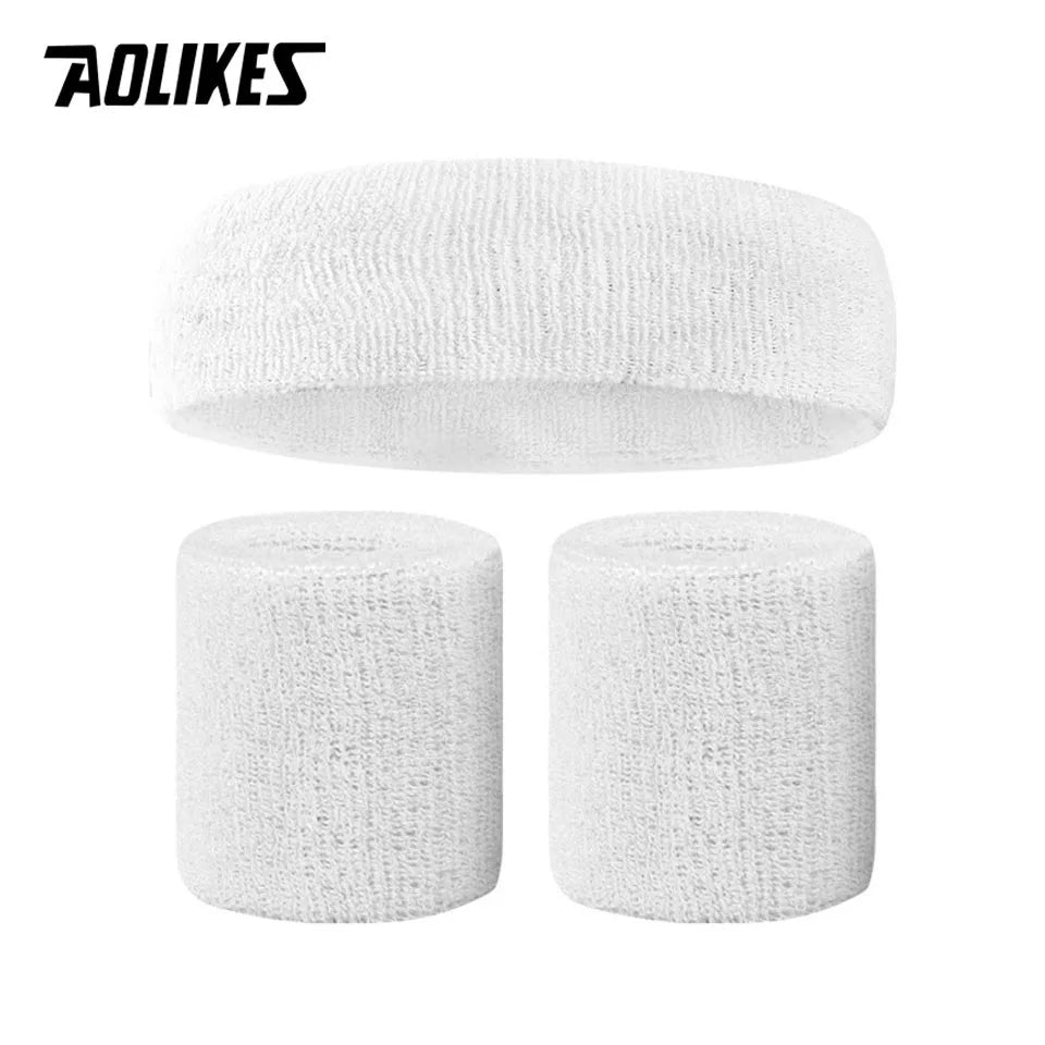 AOLIKES Sweat Band Headband Wristbands for Men - Head Wrist Sweatband Set - Ideal for Sports Athletics Event Workout Basketball