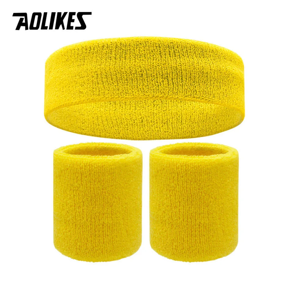 AOLIKES Sweat Band Headband Wristbands for Men - Head Wrist Sweatband Set - Ideal for Sports Athletics Event Workout Basketball