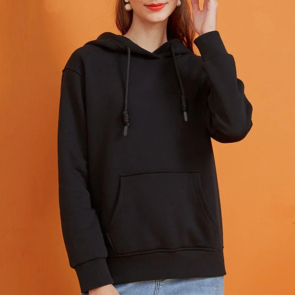 Autumn Unisex Classic Versatile Solid Color Clothing Pullover Casual Color Warm Polyester Hoodie Long Sleeve Sweatshirt S-XXL