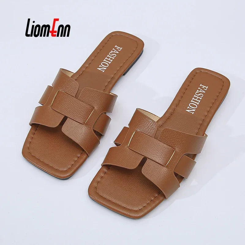 Luxury Summer Slippers Women Flat Outdoor Trend Beach Sandals Female Flip Flops Brand Design Slides Shoes Woman 2025 Big Size 43