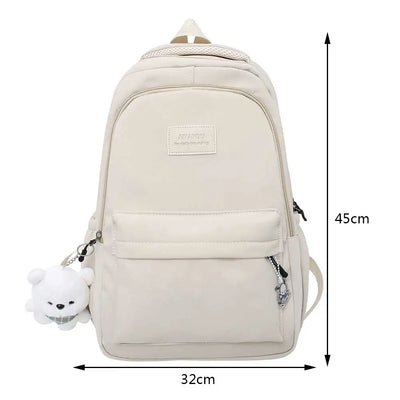 Nylon Bookbags with Plush Pendant Summer Backpack