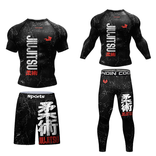 Cody Compression MMA T Shirts+Pants Muay Thai Shorts Men  jiu jitsu BJJ Rashguard Fitness Tracksuit Boxing  Jerseys Sport Suit