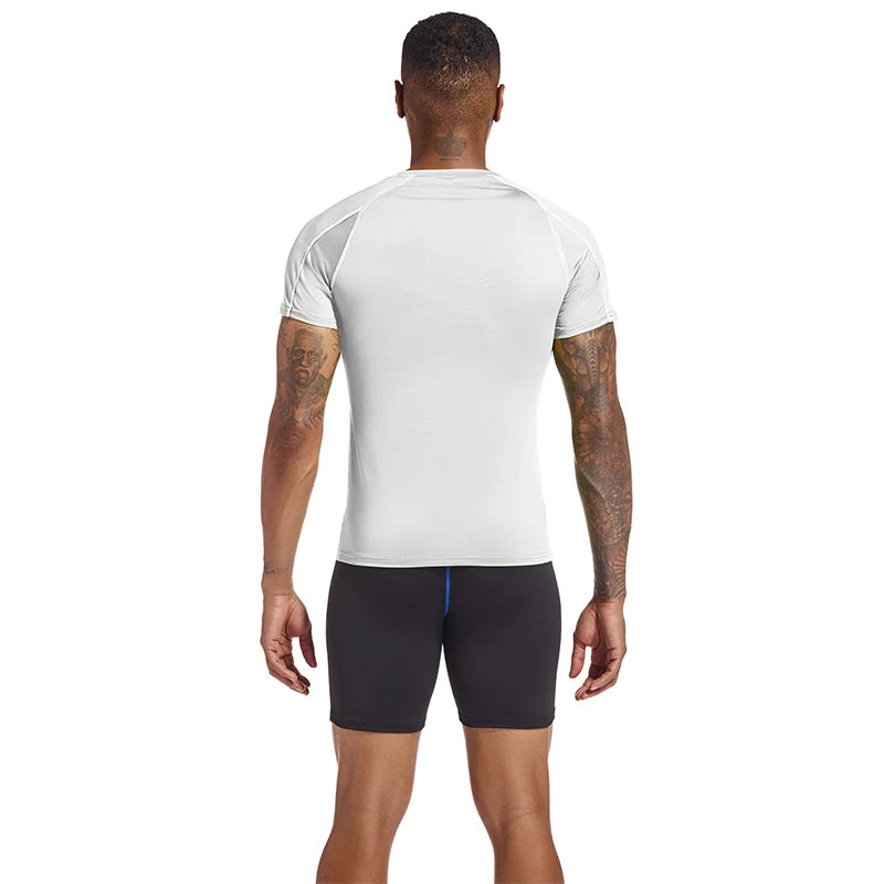 Men's Running T Shirt Summer Sportswear Skinny T-shirt Gym Fitness Sport Tops Tee Elastic Athletic Tights Compression Shirts Men