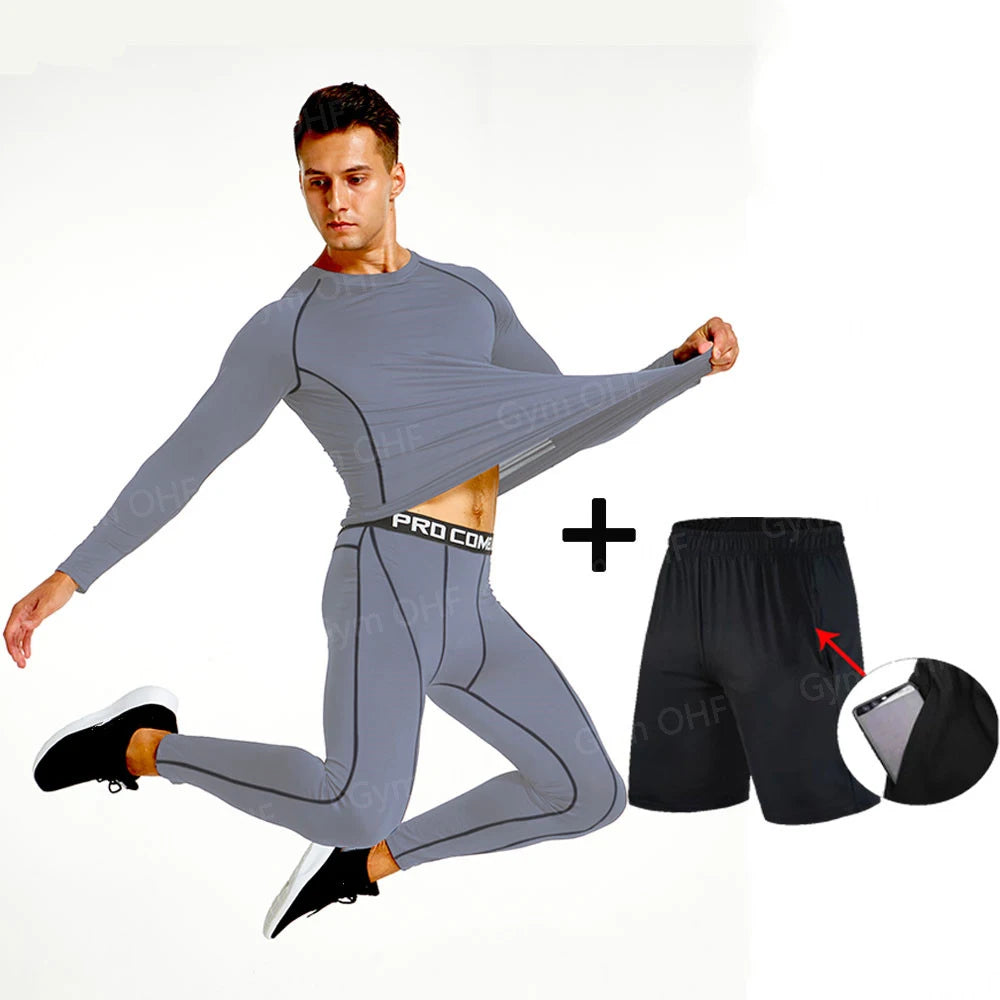 Men MMA Boxing Shorts Compression T Shirt Pants  Sportswear Spider