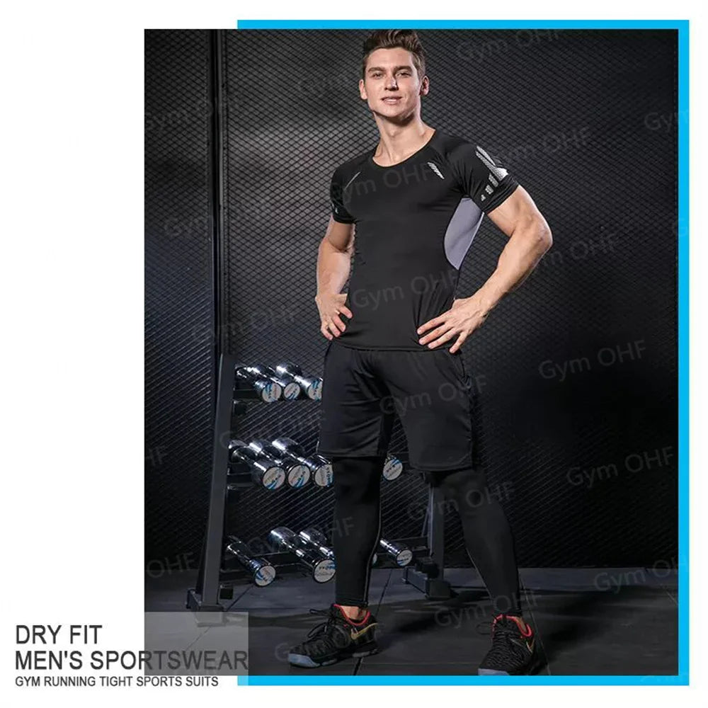 Men MMA Boxing Shorts Compression T Shirt Pants  Sportswear Spider