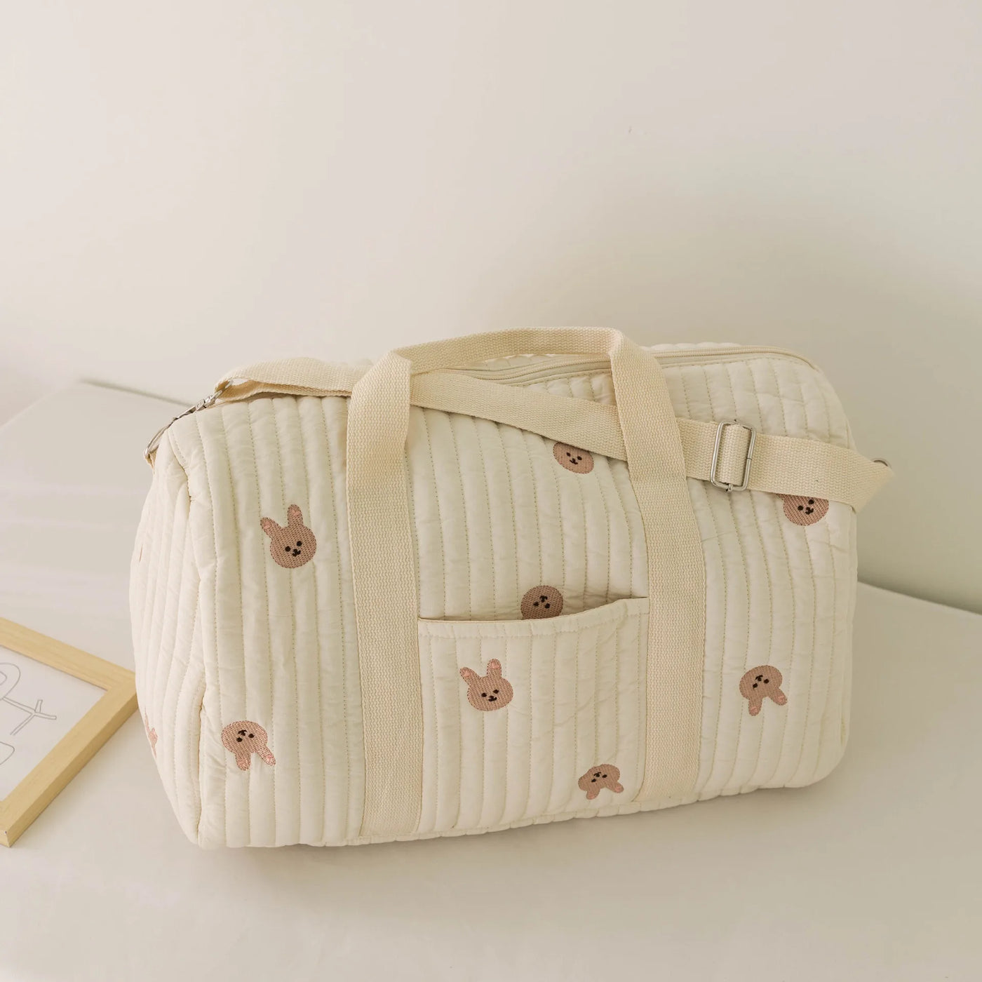 Name Custom Mommy Bag, Little Bear Mother and Baby Bag, Large Capacity Outgoing Storage Bag, Embroidered Handheld Crossbody Bag