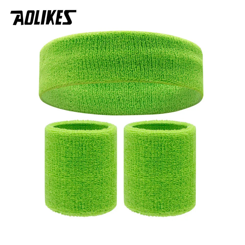 AOLIKES Sweat Band Headband Wristbands for Men - Head Wrist Sweatband Set - Ideal for Sports Athletics Event Workout Basketball