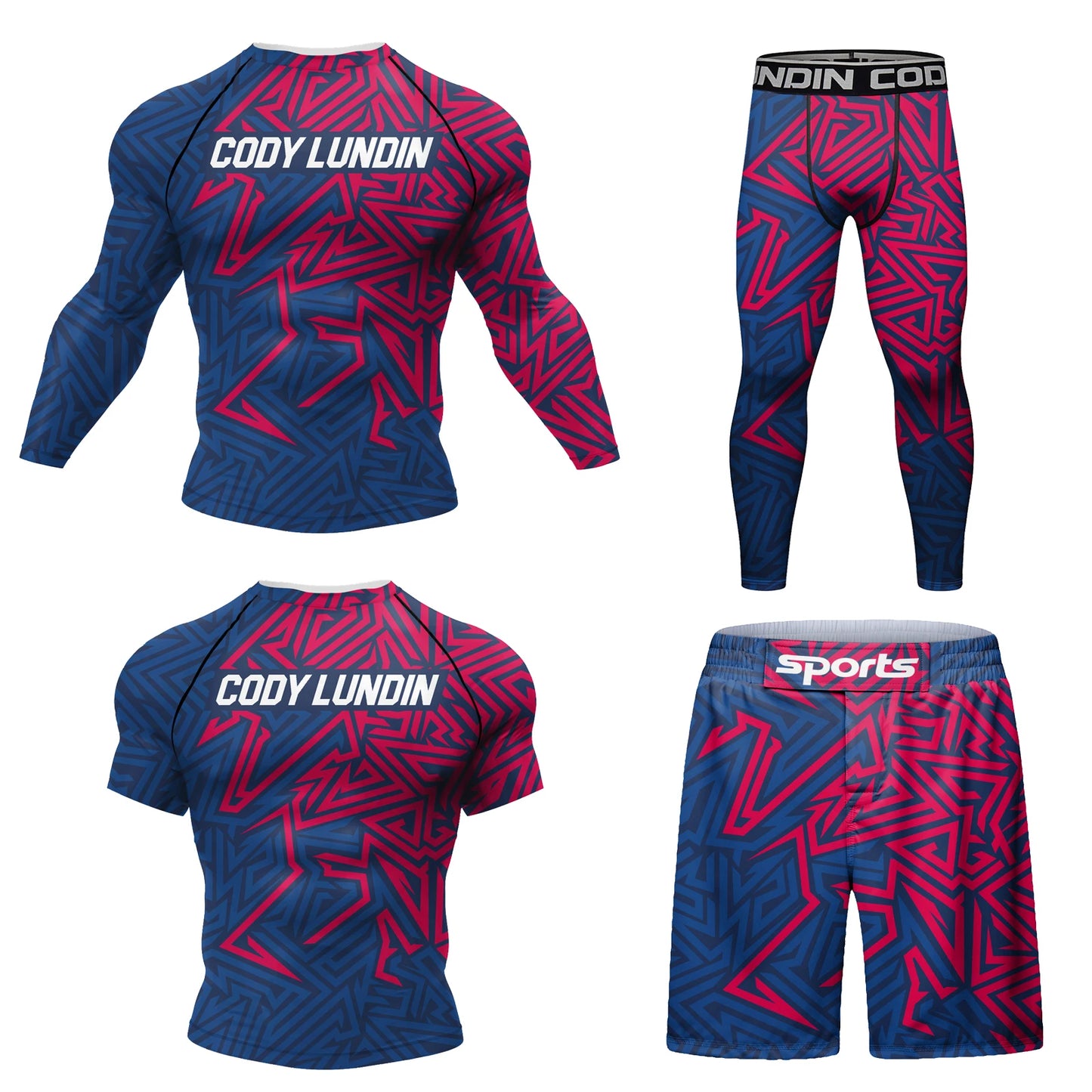 Hot sale Cody Lundin Durability MMA BJJ Rash Guard Tight Exercise Jogging T-Shirts+Pants 3D Print Compression Boxing Tracksuit