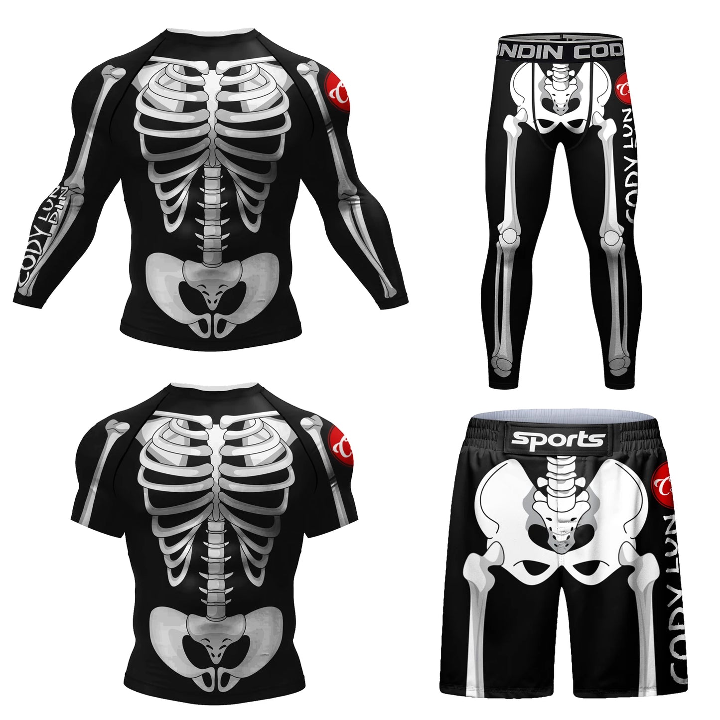 Hot sale Cody Lundin Durability MMA BJJ Rash Guard Tight Exercise Jogging T-Shirts+Pants 3D Print Compression Boxing Tracksuit