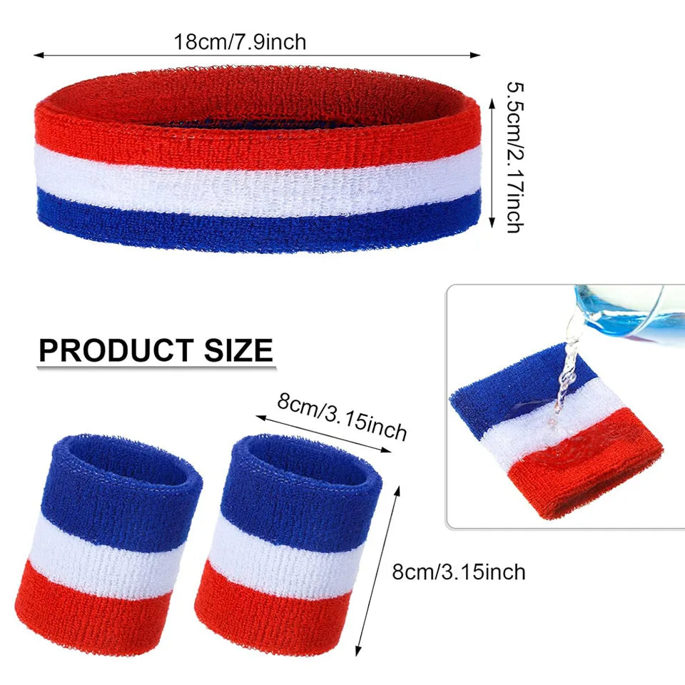 AOLIKES Sweat Band Headband Wristbands for Men - Head Wrist Sweatband Set - Ideal for Sports Athletics Event Workout Basketball