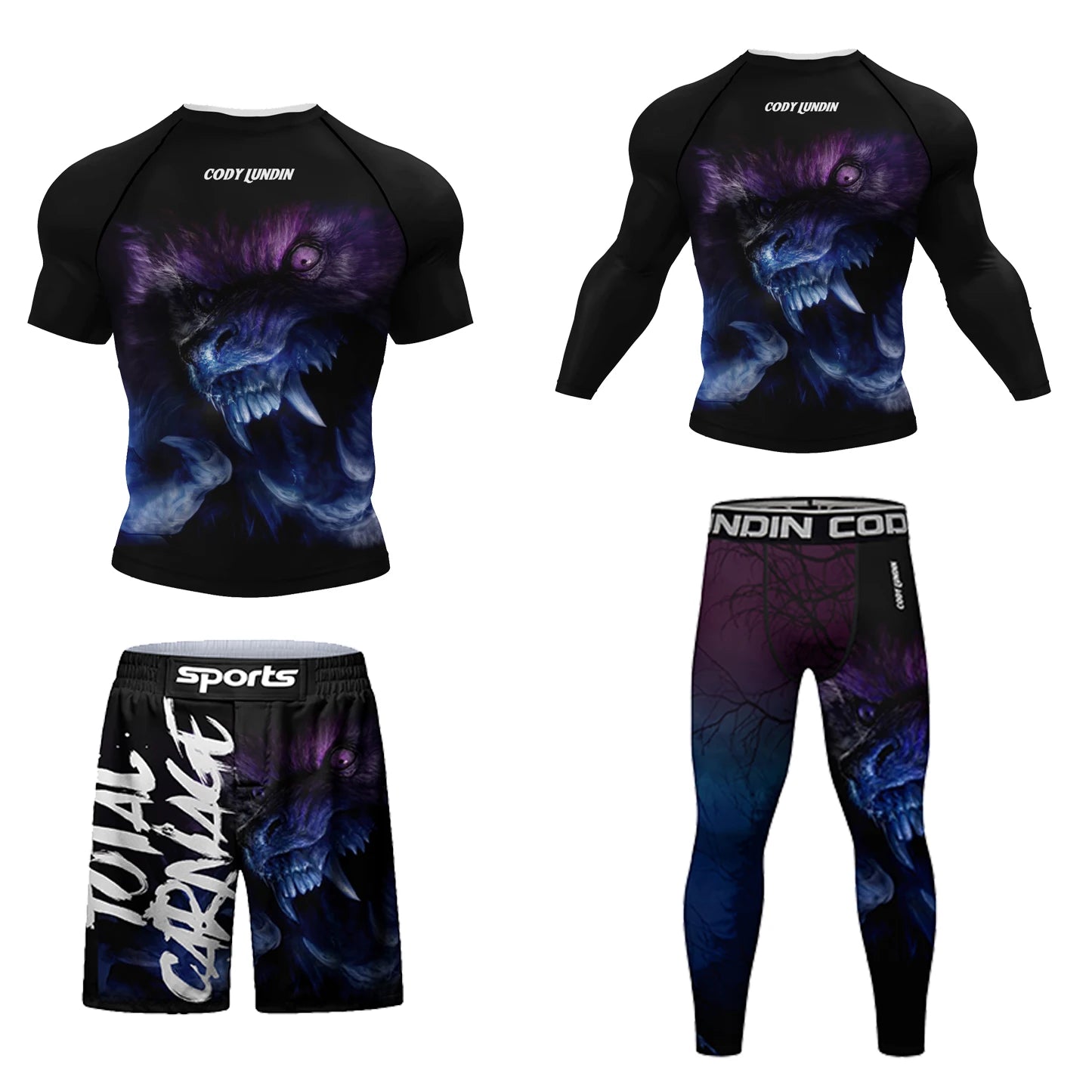 Hot sale Cody Lundin Durability MMA BJJ Rash Guard Tight Exercise Jogging T-Shirts+Pants 3D Print Compression Boxing Tracksuit