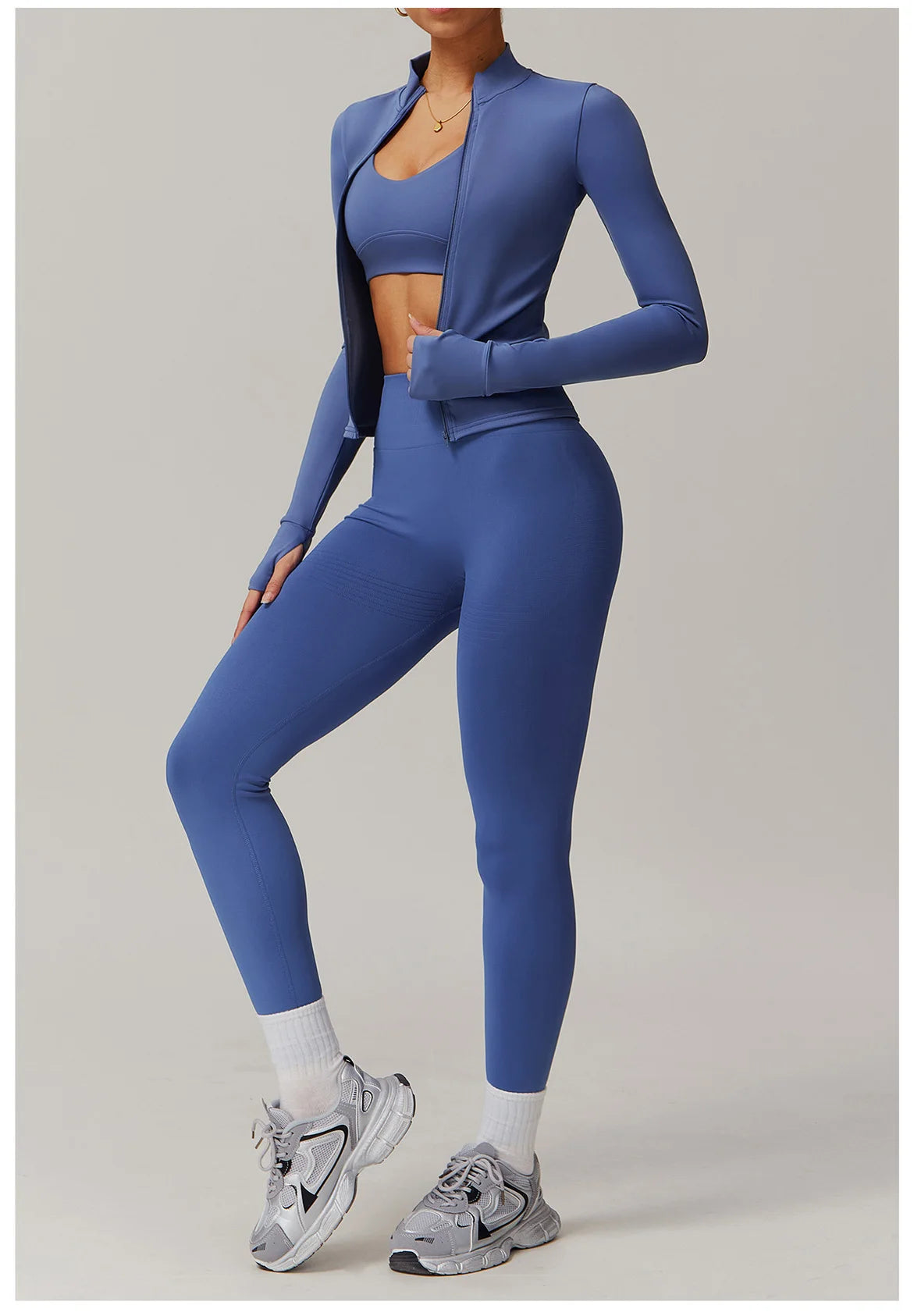 Yoga Suit 2PCS Sports Set Women Gym Set Women Tracksuit Running Workout Zipper Long Sleeve Shorts Yoga Clothing Athletic Wear