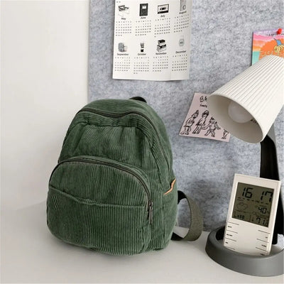 Casual Small Backpacks Aesthetic Corduroy Mini Backpack Purse Japanese Style Travel Roomly Double Shoulder Bags New Hot