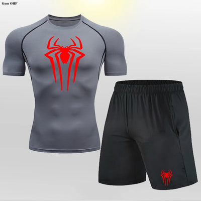 Men MMA Boxing Shorts Compression T Shirt Pants  Sportswear Spider