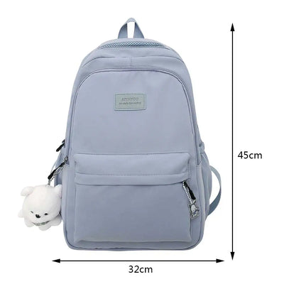 Nylon Bookbags with Plush Pendant Summer Backpack