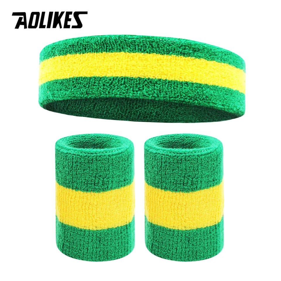 AOLIKES Sweat Band Headband Wristbands for Men - Head Wrist Sweatband Set - Ideal for Sports Athletics Event Workout Basketball