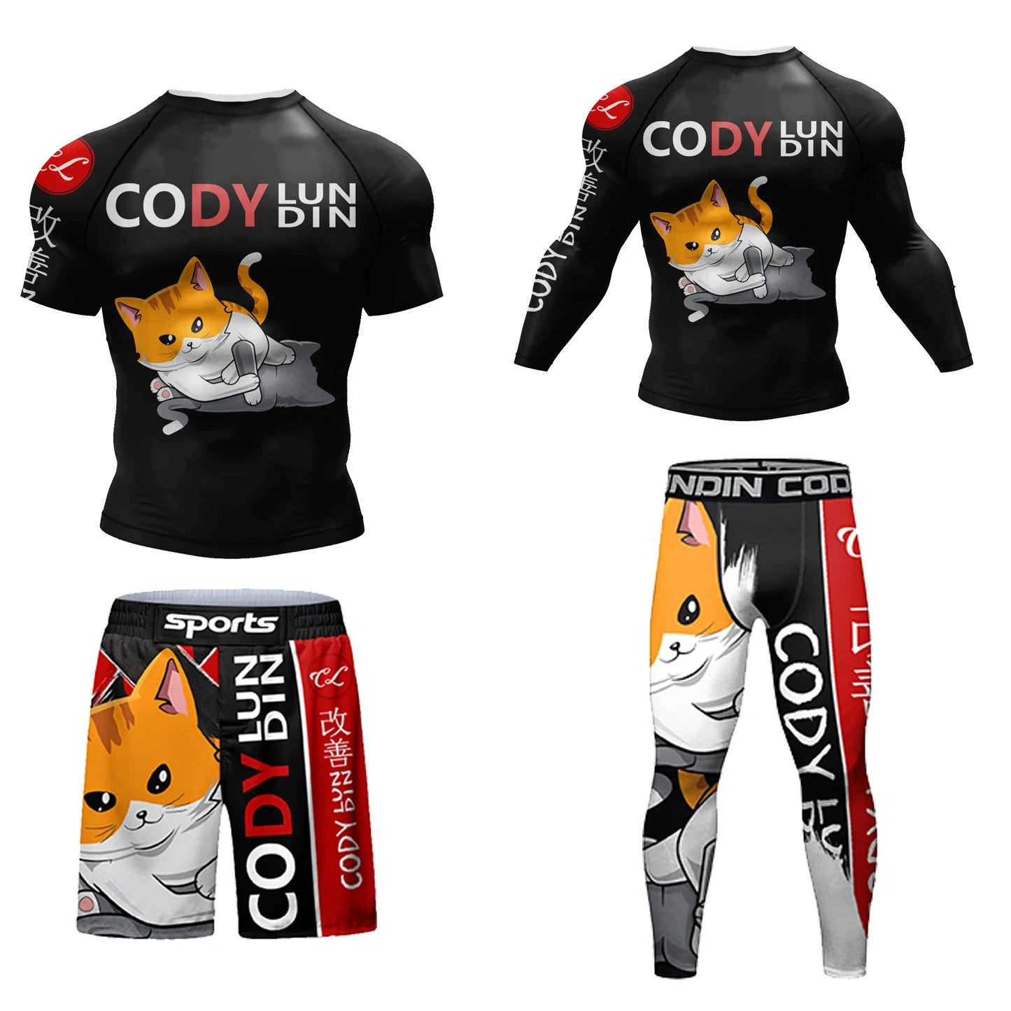 Hot sale Cody Lundin Durability MMA BJJ Rash Guard Tight Exercise Jogging T-Shirts+Pants 3D Print Compression Boxing Tracksuit