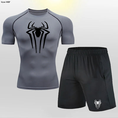 Men MMA Boxing Shorts Compression T Shirt Pants  Sportswear Spider