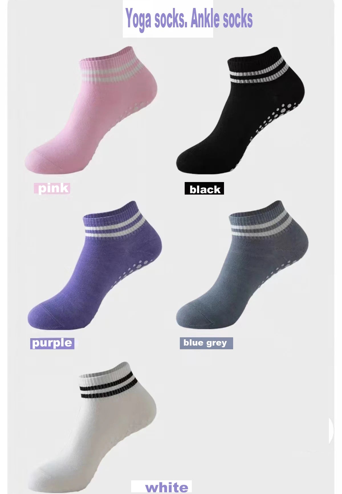 Grip Socks for Women, Non Slip Pilates Yoga Socks with Double Stripes Non Slip Socks for Workout, Ballet, Athletic Socks