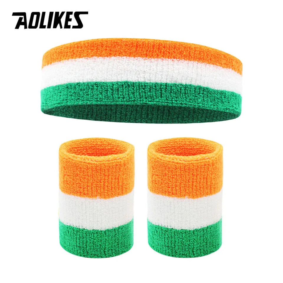 AOLIKES Sweat Band Headband Wristbands for Men - Head Wrist Sweatband Set - Ideal for Sports Athletics Event Workout Basketball