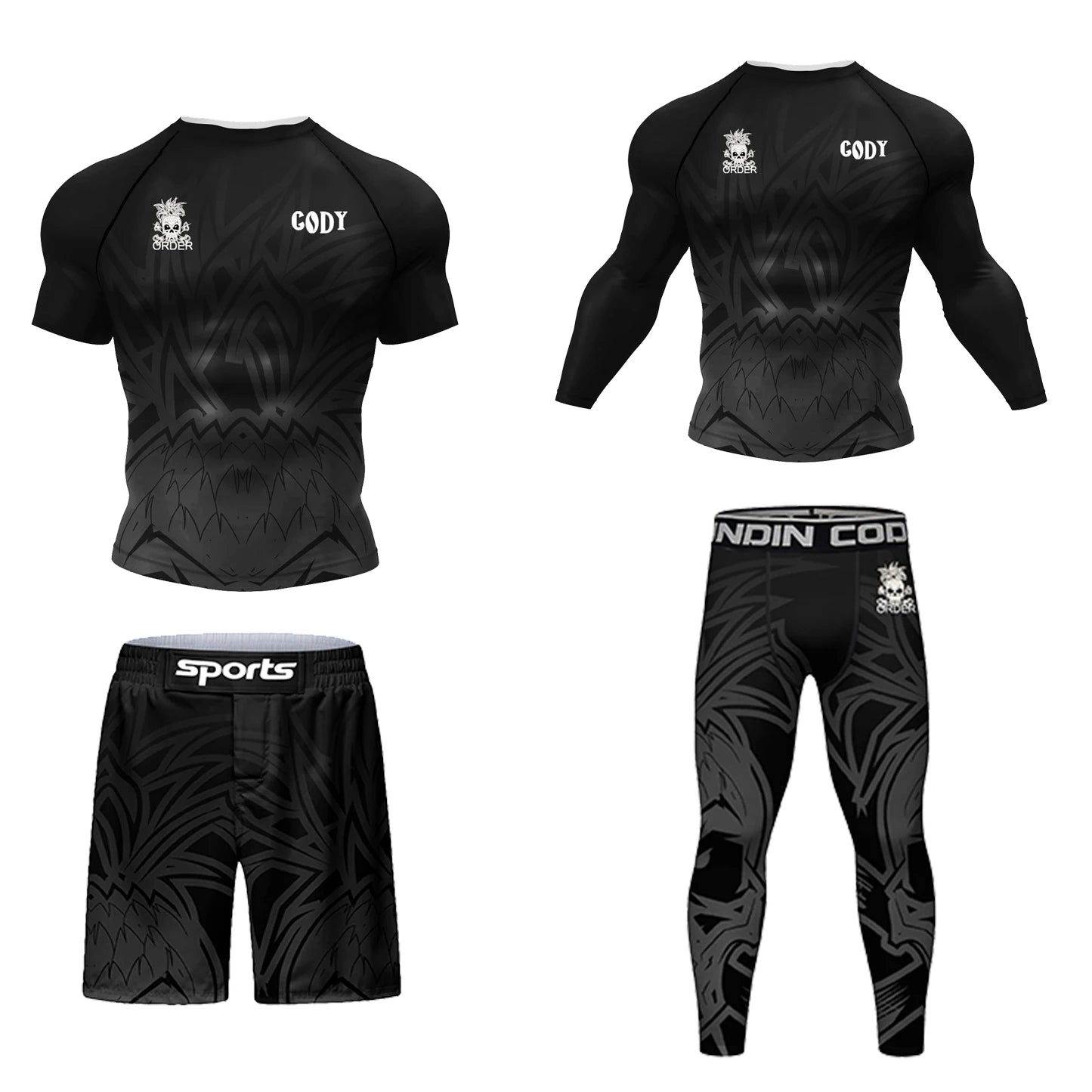 Hot sale Cody Lundin Durability MMA BJJ Rash Guard Tight Exercise Jogging T-Shirts+Pants 3D Print Compression Boxing Tracksuit