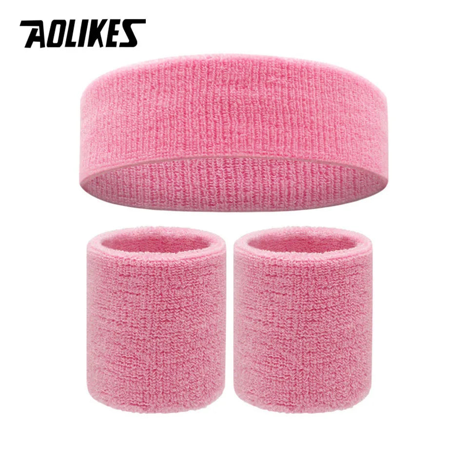 AOLIKES Sweat Band Headband Wristbands for Men - Head Wrist Sweatband Set - Ideal for Sports Athletics Event Workout Basketball