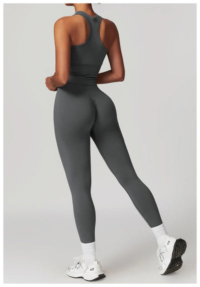 Seamless Athletic Wear Women's Clothes 2 Pieces Yoga Set Workout Sportswear Gym Clothing High Waist Leggings Fitness Sports Suit