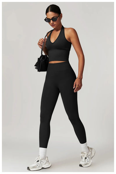 Seamless Athletic Wear Women's Clothes 2 Pieces Yoga Set Workout Sportswear Gym Clothing High Waist Leggings Fitness Sports Suit