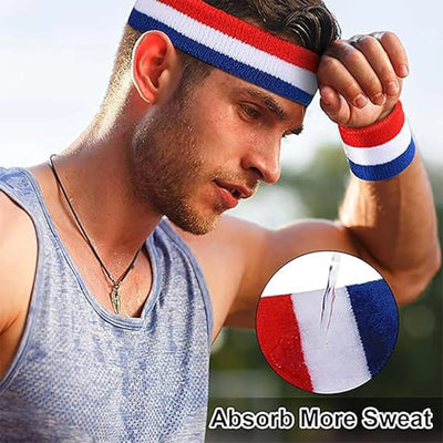 AOLIKES Sweat Band Headband Wristbands for Men - Head Wrist Sweatband Set - Ideal for Sports Athletics Event Workout Basketball