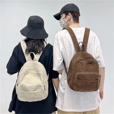 Casual Small Backpacks Aesthetic Corduroy Mini Backpack Purse Japanese Style Travel Roomly Double Shoulder Bags New Hot