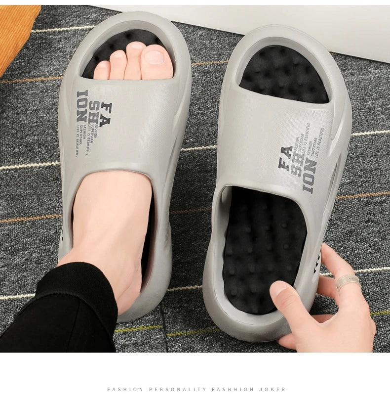 Summer Men Massage Slippers Indoor Outdoor Sandals Beach Casual Shoes Soft Sole Slides Men Flip-flops Men's Sandals Big Size 47